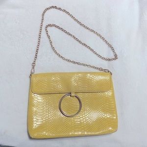Street Level yellow faux snakeskin bag